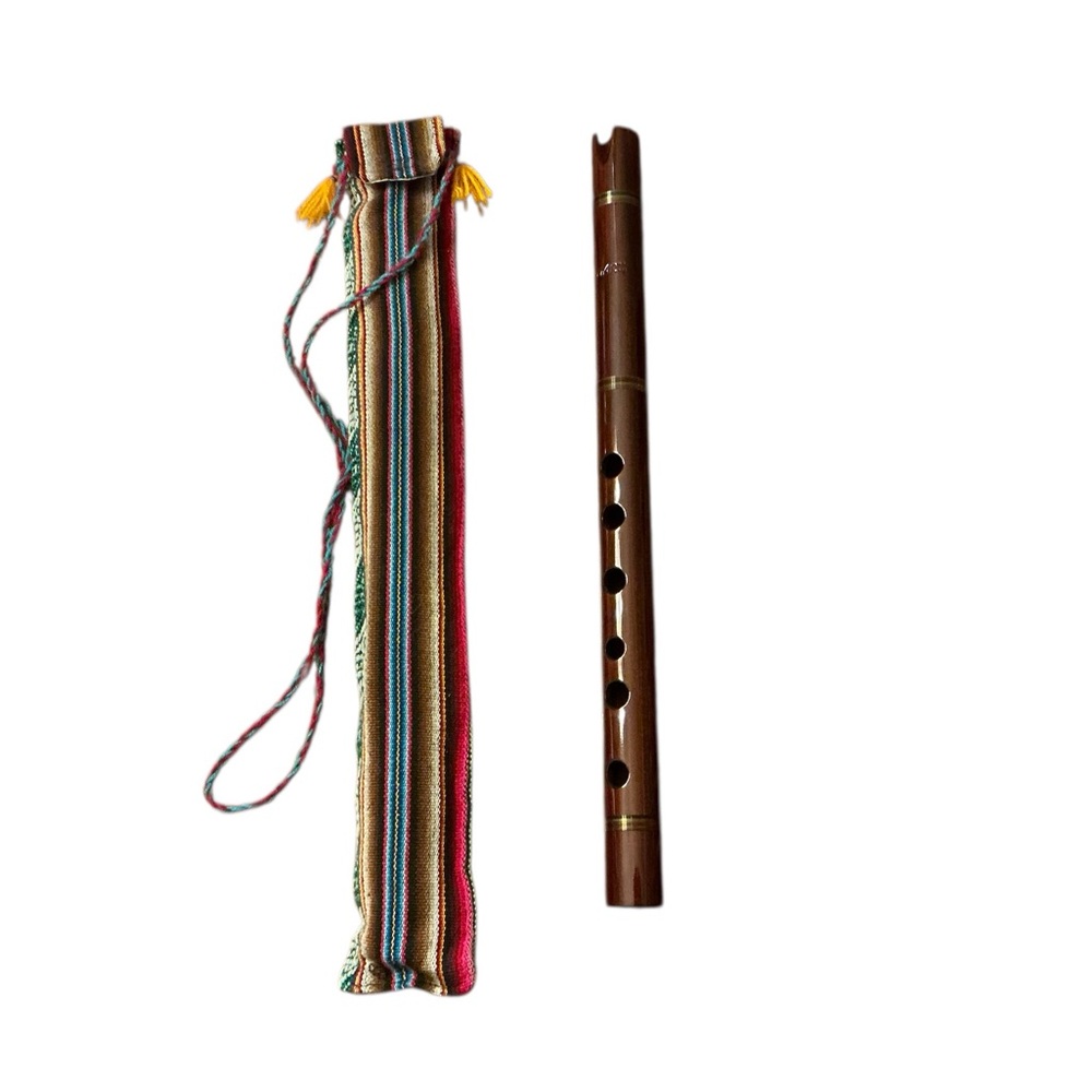 Amaru Pro Glossy Wooden Flute with Colorful Pouch